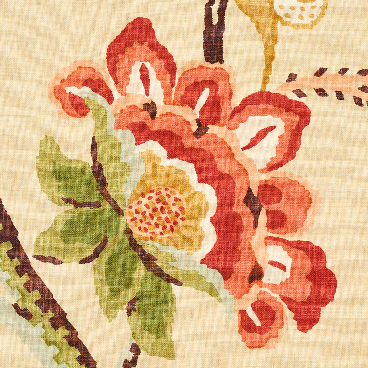 Schumacher Khantau Tree Honey Fabric - Eade's Wallpaper