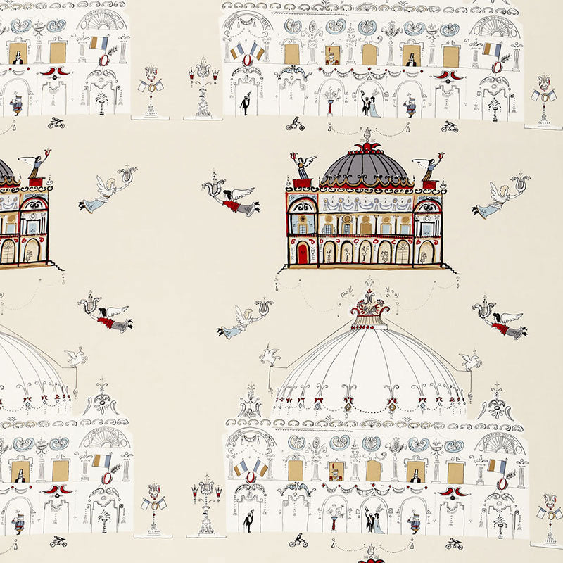 Schumacher Opera Natural Fabric - Eade's Wallpaper