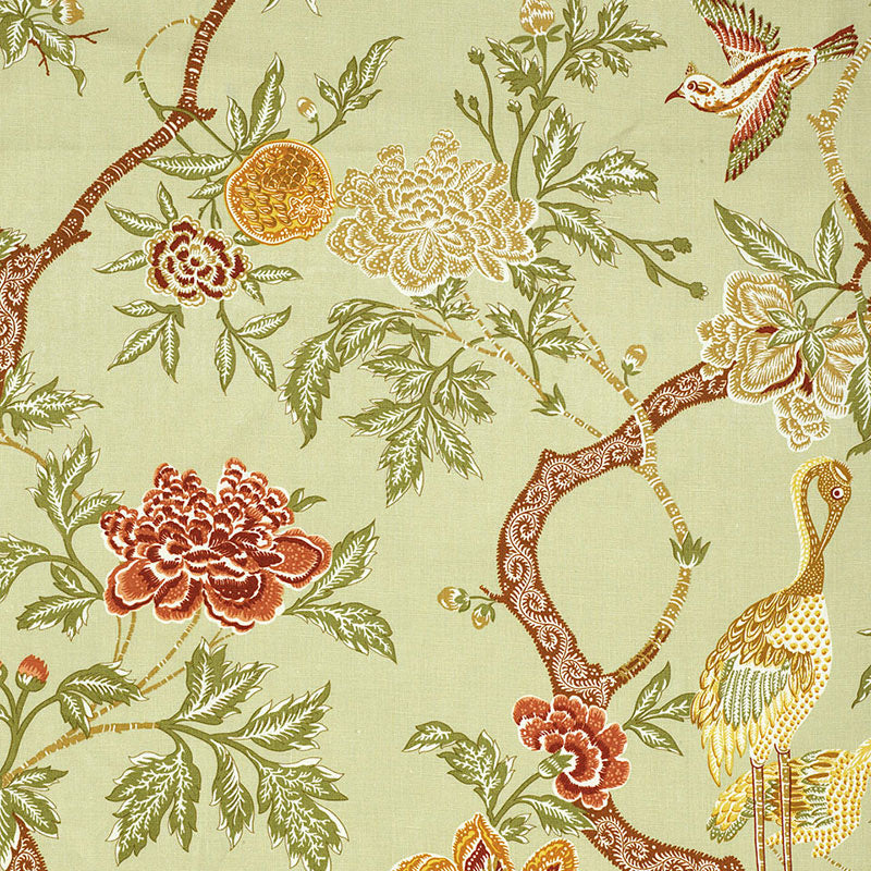 Schumacher Arbre Chinois Sage Fabric
