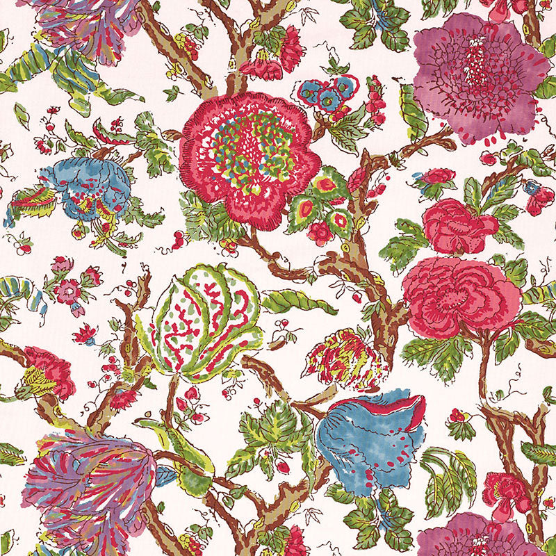 Schumacher Pondicherry Azalea Fabric - Eade's Wallpaper