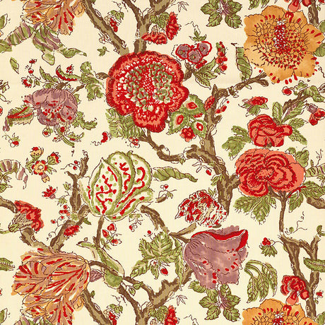 Schumacher Pondicherry Coral Fabric - Eade's Wallpaper