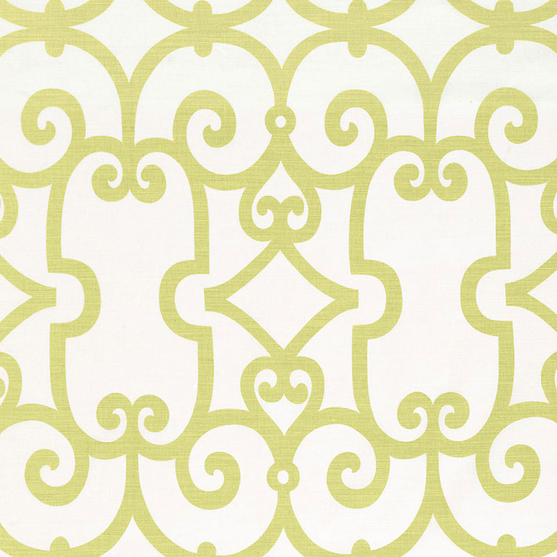 Schumacher Manor Gate Aloe Fabric - Eade's Wallpaper