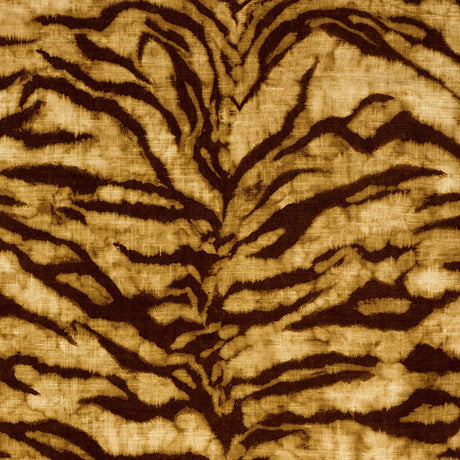 Schumacher Tigre Linen Print Golden Brown Fabric - Eade's Wallpaper