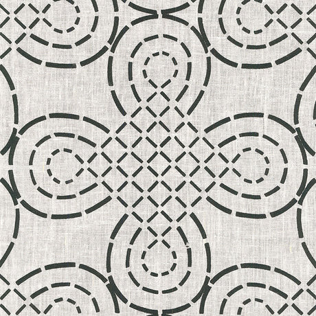 Schumacher Trellis Knot Ivory & Onyx Fabric - Eade's Wallpaper