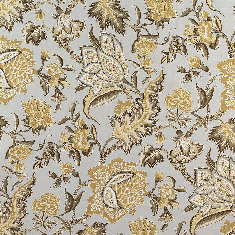 Schumacher Ceylon Floral Vine Mineral Fabric