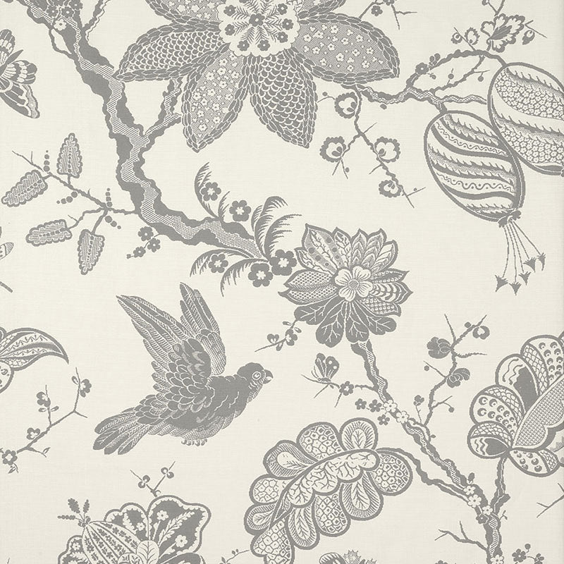 Schumacher Bali Vine Charcoal Fabric
