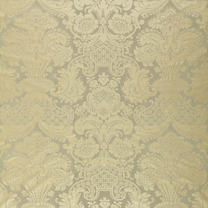 Schumacher Padova Damask Print Mercury Fabric - Eade's Wallpaper