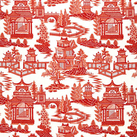 Schumacher Nanjing Coral Fabric - Eade's Wallpaper