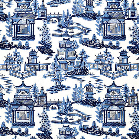 Schumacher Nanjing Porcelain Fabric - Eade's Wallpaper