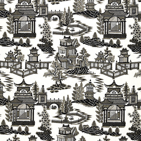 Schumacher Nanjing Smoke Fabric - Eade's Wallpaper