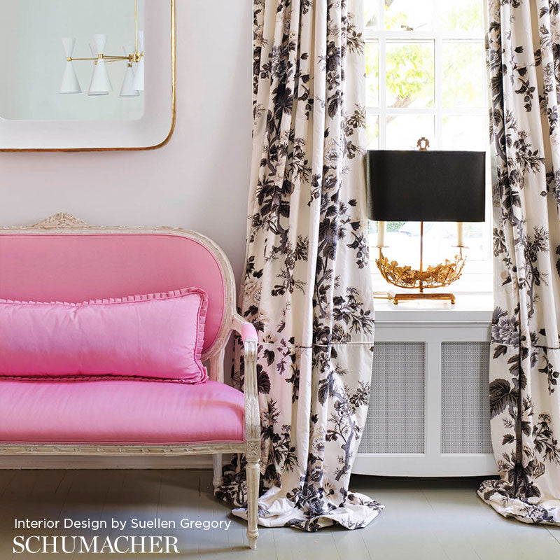 Schumacher Pyne Hollyhock Tobacco Fabric - Eade's Wallpaper