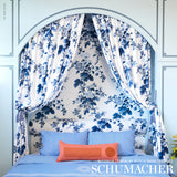 Schumacher Pyne Hollyhock Indigo Fabric - Eade's Wallpaper