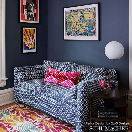 Schumacher 174486 ZIGGURAT in NAVY Fabric - TESSERA I SMALL 