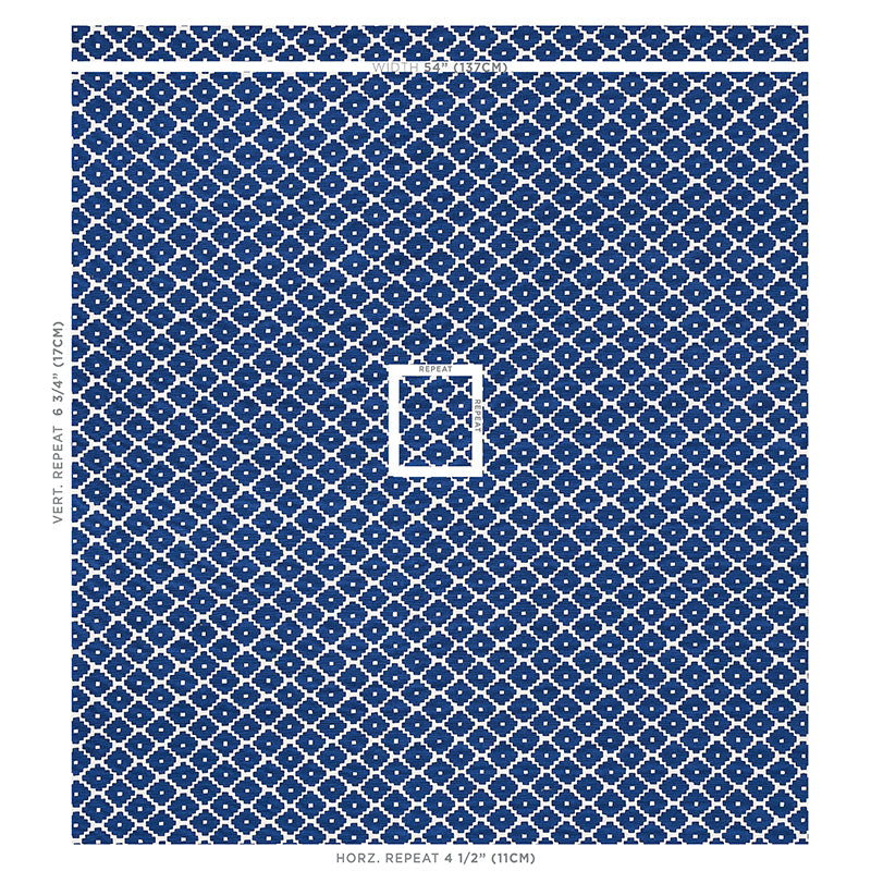 Schumacher Ziggurat Blue Fabric - Eade's Wallpaper