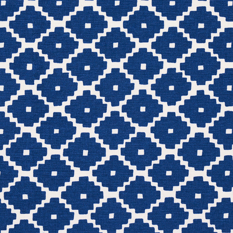 Schumacher Ziggurat Blue Fabric - Eade's Wallpaper