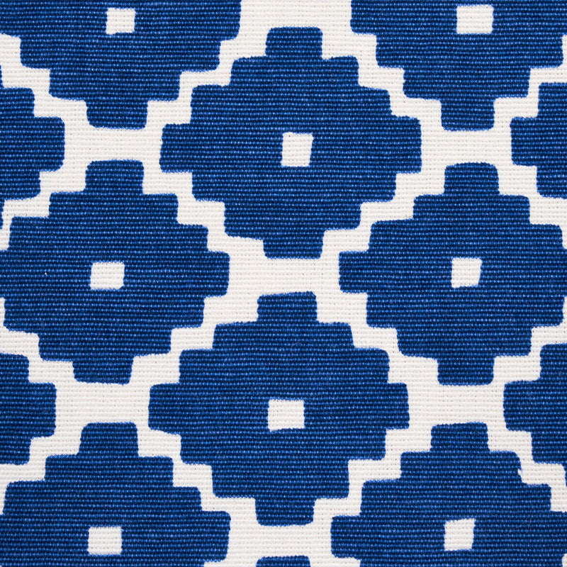 Schumacher Ziggurat Blue Fabric - Eade's Wallpaper