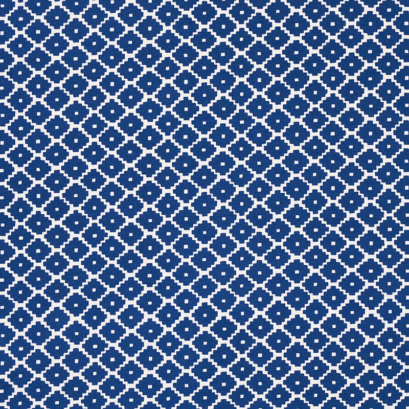 Schumacher Ziggurat Blue Fabric - Eade's Wallpaper