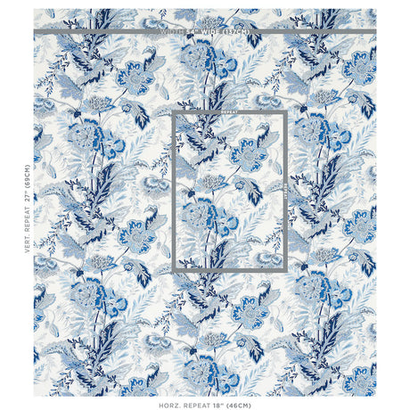 Schumacher Sandoway Vine Delft Fabric - Eade's Wallpaper