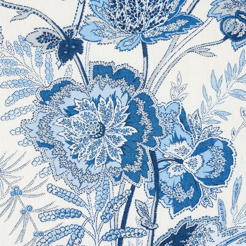 Schumacher Sandoway Vine Delft Fabric - Eade's Wallpaper