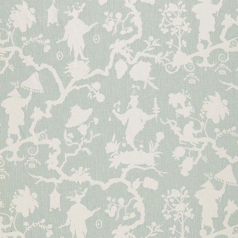 Schumacher Shantung Silhouette Print Mineral Fabric - Eade's Wallpaper