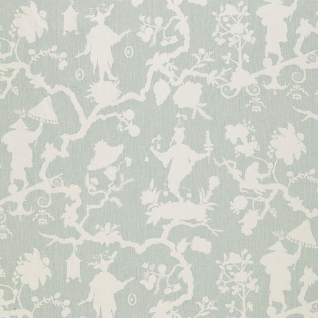 Schumacher Shantung Silhouette Print Mineral Fabric - Eade's Wallpaper