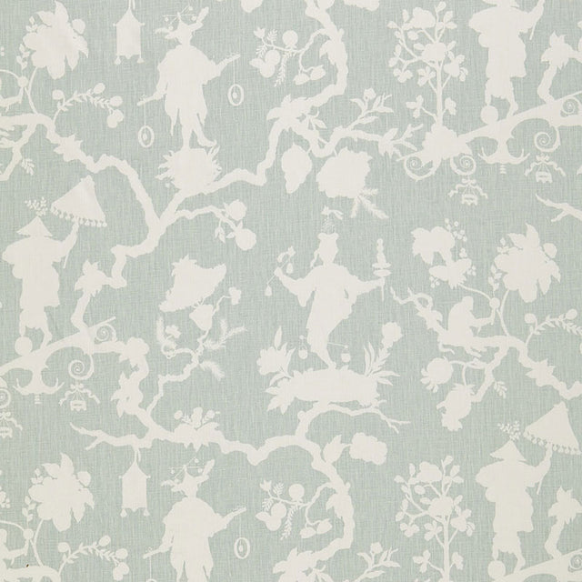 Schumacher Shantung Silhouette Print Mineral Fabric - Eade's Wallpaper