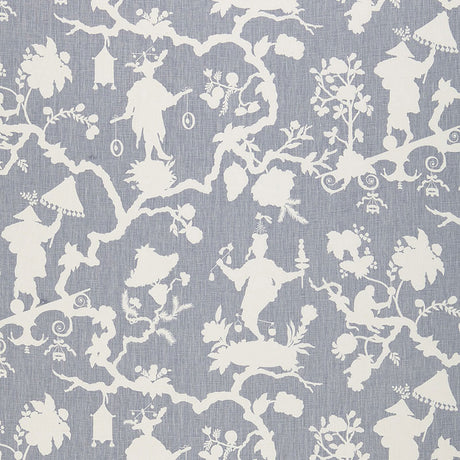 Schumacher Shantung Silhouette Print Wisteria Fabric - Eade's Wallpaper