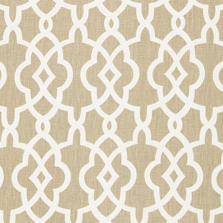 Schumacher Summer Palace Fret Sand Fabric - Eade's Wallpaper