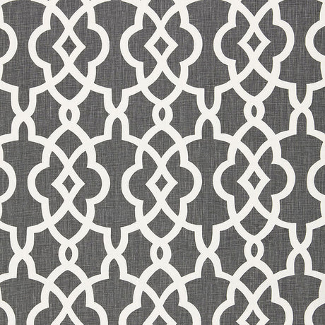 Schumacher Summer Palace Fret Smoke Fabric - Eade's Wallpaper