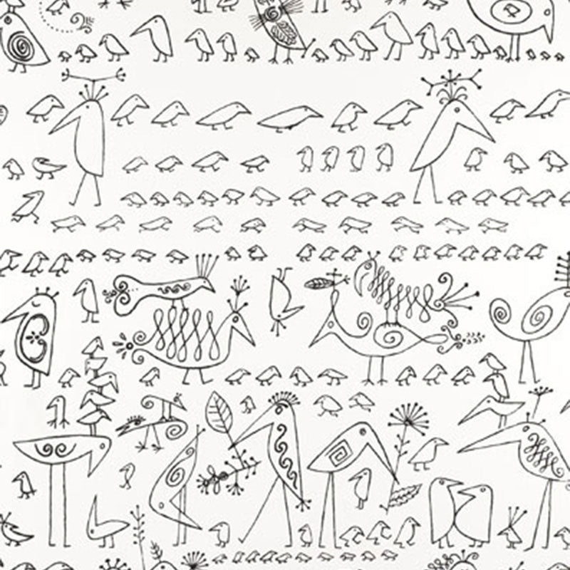 Schumacher Aviary Black On White Fabric