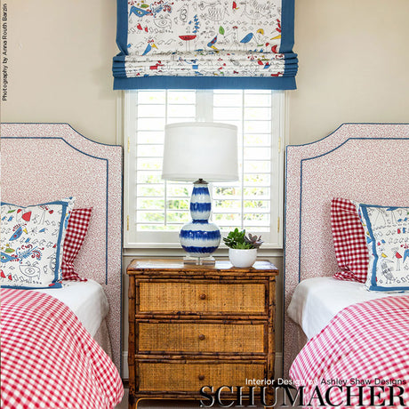 Schumacher Aviary Multi On White Fabric