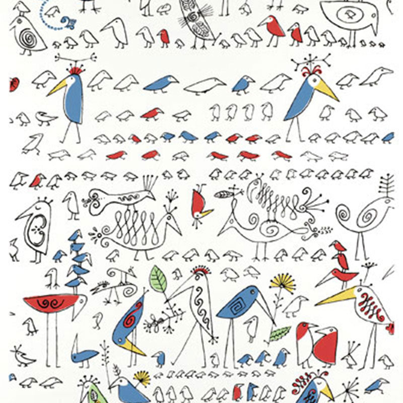 Schumacher Aviary Multi On White Fabric