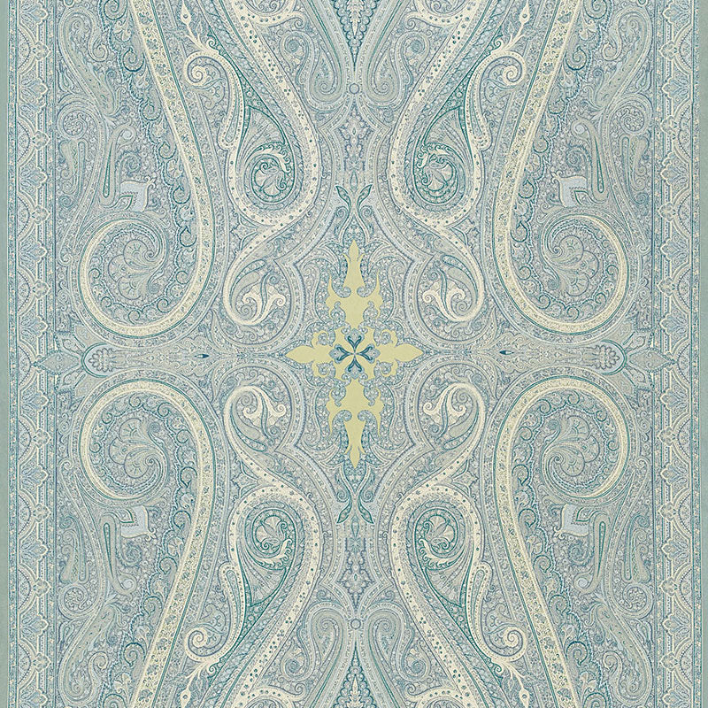 Schumacher Pasha Paisley Sky Fabric - Eade's Wallpaper