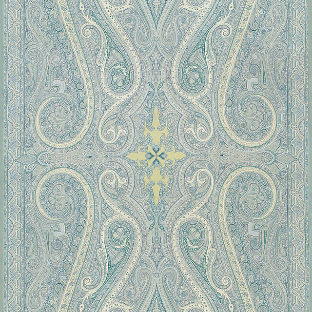 Schumacher Pasha Paisley Sky Fabric - Eade's Wallpaper