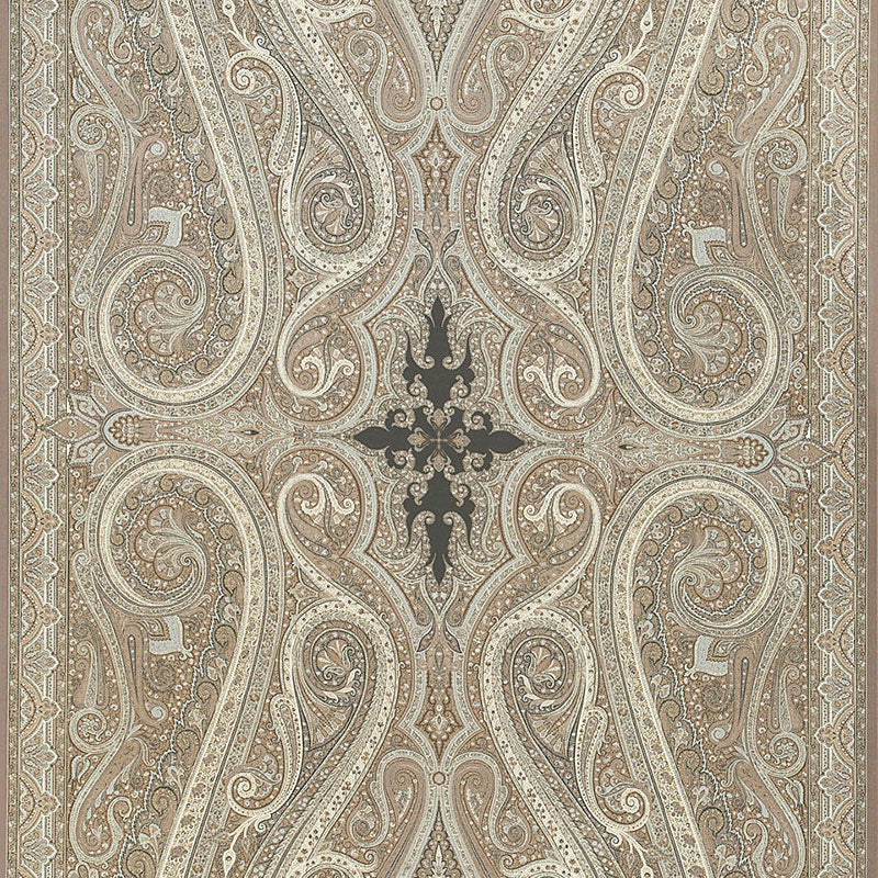 Schumacher Pasha Paisley Stone Fabric - Eade's Wallpaper