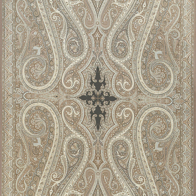 Schumacher Pasha Paisley Stone Fabric - Eade's Wallpaper