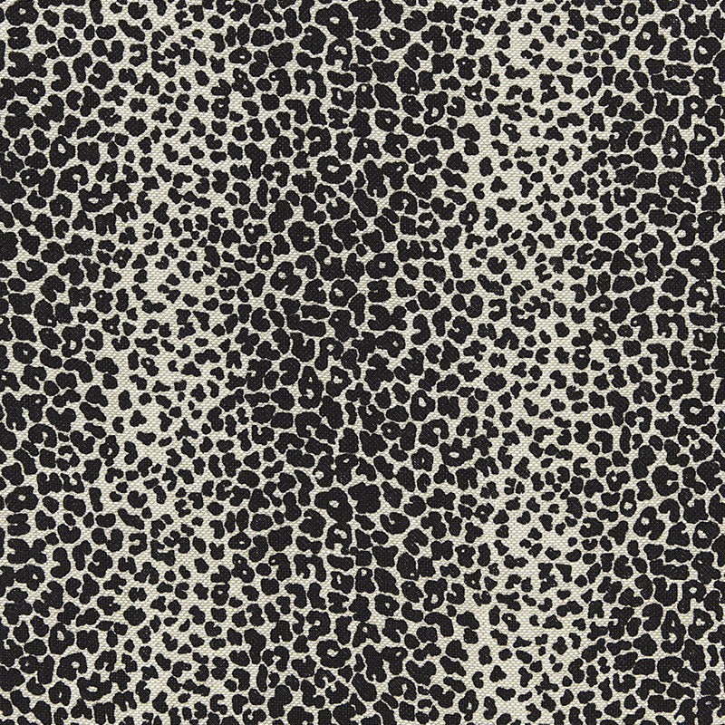 Schumacher Leopard Linen Print Ebony Fabric - Eade's Wallpaper