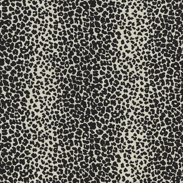 Schumacher Leopard Linen Print Ebony Fabric - Eade's Wallpaper