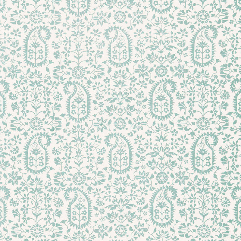 Schumacher Kalika Paisley Print Aquamarine Fabric