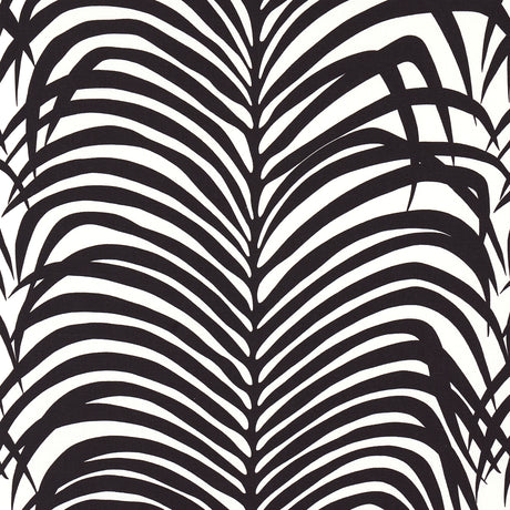 Schumacher Zebra Palm Ebony Fabric - Eade's Wallpaper