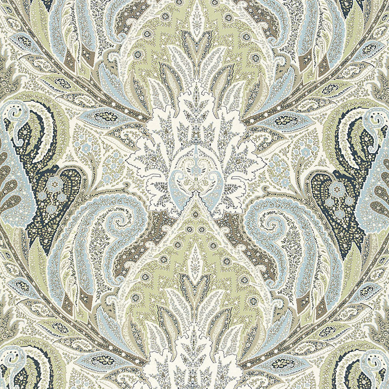 Schumacher Cambay Paisley Print Oyster Fabric