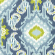 Schumacher Kiribati Ikat Print Aquamarine Fabric - Eade's Wallpaper