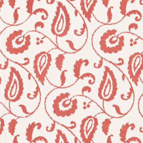 Schumacher Malacca Ikat Vine Watermelon Fabric - Eade's Wallpaper