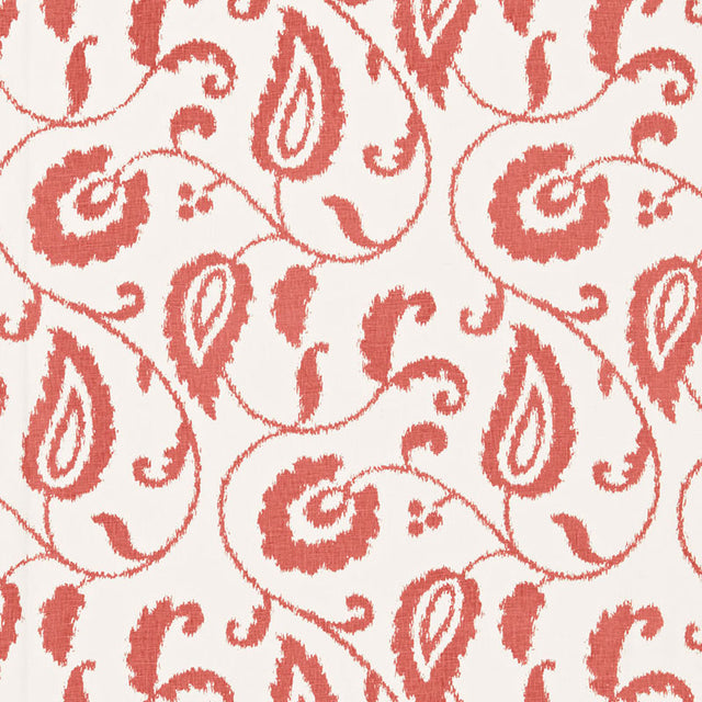 Schumacher Malacca Ikat Vine Watermelon Fabric - Eade's Wallpaper