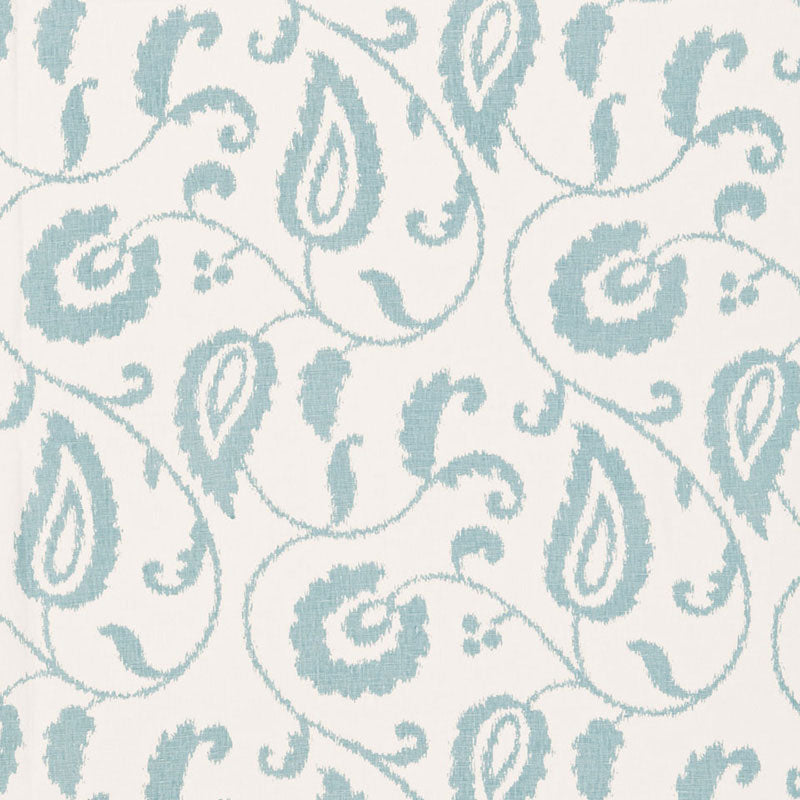 Schumacher Malacca Ikat Vine Lake Fabric - Eade's Wallpaper