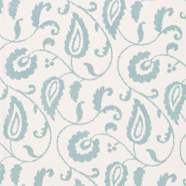 Schumacher Malacca Ikat Vine Lake Fabric - Eade's Wallpaper