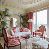 Schumacher Vientiane Ikat Coral Fabric - Eade's Wallpaper