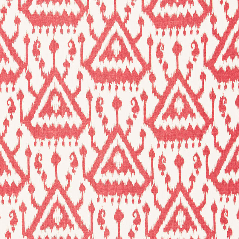 Schumacher Vientiane Ikat Coral Fabric - Eade's Wallpaper