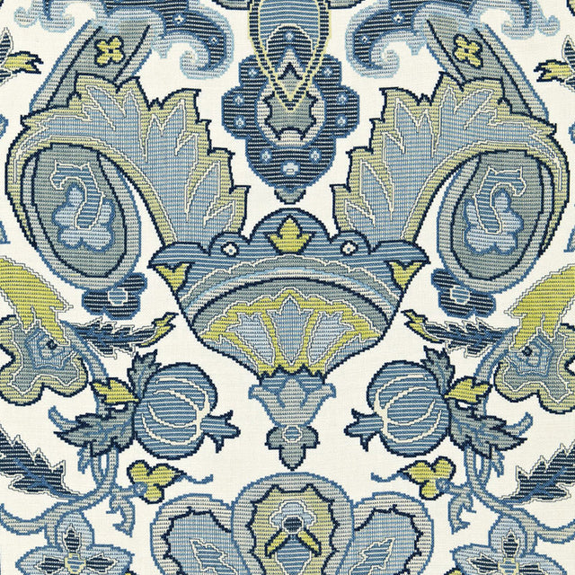 Schumacher 175080 MATAURA LINEN PRINT in AEGEAN Fabric - CLA