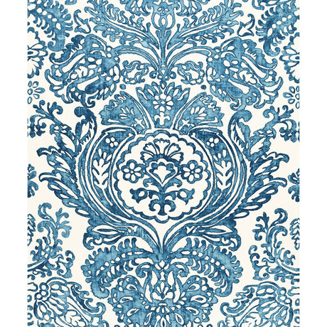 Schumacher Tremezzo Damask Caspian Fabric - Eade's Wallpaper